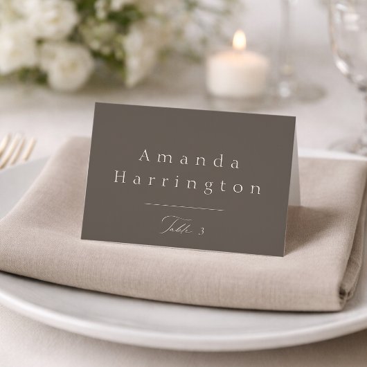 Numéro De Table Elegant Minimal Taupe Wedding Place Card 