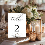 Numéro De Table Élégant minimaliste de script modifiable<br><div class="desc">Ce design simple et élégant présente une disposition minimaliste mise en valeur par un script élégant. Ajoutez votre texte à l'aide du formulaire modèle. Modifiez toutes les couleurs à l'aide du menu d'édition avancée.</div>