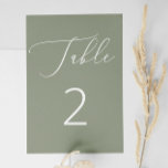 Numéro De Table Élégant minimaliste Sage Vert Rustique Mariage<br><div class="desc">Créez une atmosphère calme et naturelle inspirée de votre réception avec ce numéro de table vert sage élégant. L'arrière - plan vert feutré offre une atmosphère douce et organique, tandis que le blanc épuré ajoute une touche de sophistication moderne. Idéal pour les mariages de jardin, les lieux rustiques ou les...</div>