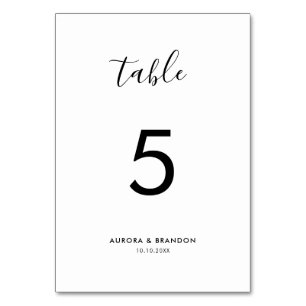 Numéro De Table Élégant minimaliste simple Mariage moderne