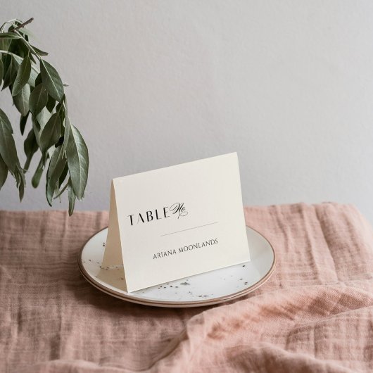 Numéro De Table Élégant minimum Vieux argent noir et crème Mariage