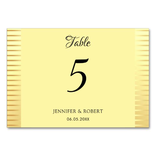 Numéro De Table Élégant Modèle d'or Faux Script manuscrit (Devant)