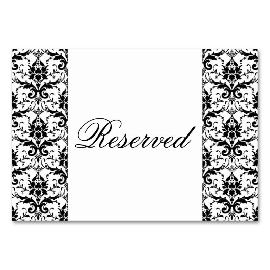 Numéro De Table Élégant modèle noir Damask Mariage événement spéci (Devant)