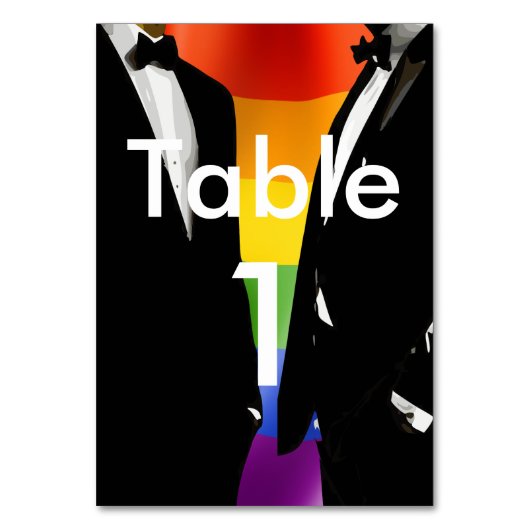 Numéro De Table Elegant Modern Gay Men Wedding Rainbow (Par défaut)