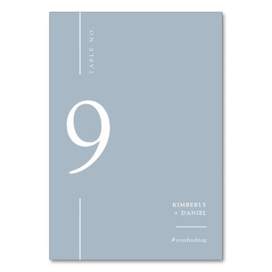 Numéro De Table Elégant moderne Dusty Blue Minimal Mariage Siège (Dos)
