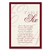 Numéro De Table Elegant Monogram Deep red Table Seating Chart (Par défaut)