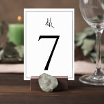 Numéro De Table Elegant Monogram Wedding Table Number Card<br><div class="desc">Bring refined organization to your reception with this elegant monogram wedding table number card. Designed with a minimalist black and white aesthetic, this table sign features a bold, modern number paired with a delicate intertwined monogram for a timeless and sophisticated look. The clean layout keeps the focus on the table...</div>