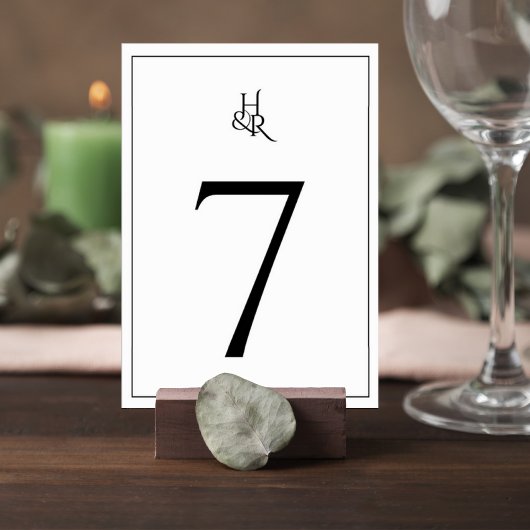 Numéro De Table Elegant Monogram Wedding Table Number Card