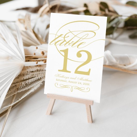 Numéro De Table Élégant monogramme de mariage en écriture calligra