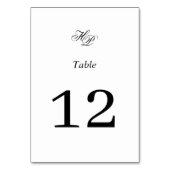 Numéro De Table Élégant Monogramme Mariage noir et blanc (Dos)