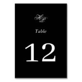 Numéro De Table Élégant Monogramme Mariage noir et blanc (Dos)
