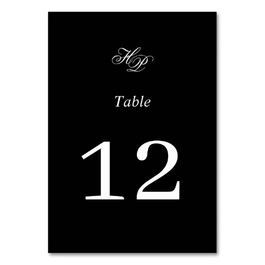 Numéro De Table Élégant Monogramme Mariage noir et blanc (Par défaut)