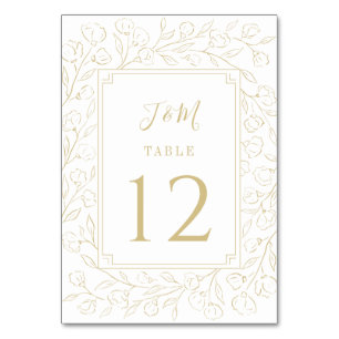 Numéro De Table Élégant Monogramme minimaliste Mariage floral clas