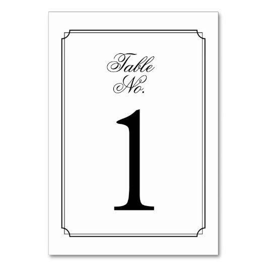 Numéro De Table Élégant Monogramme noir et blanc Script (Par défaut)