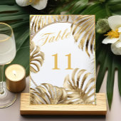 Numéro De Table Élégant Monstera Gilded Gold Mariage