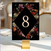 Numéro De Table Élégant moody floral noir mariage