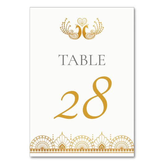 Numéro De Table Élégant Motif d'or Mariage indien (Dos)