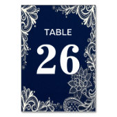 Numéro De Table élégant nautique plage dentelle blanche bleu marin (Dos)