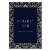 Numéro De Table Elegant Navy Floral Dessert Bar Sign (Dos)