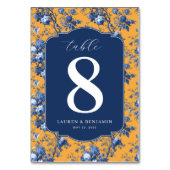 Numéro De Table Elegant Navy Floral Table Number (Dos)