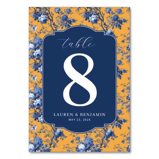 Numéro De Table Elegant Navy Floral Table Number (Par défaut)