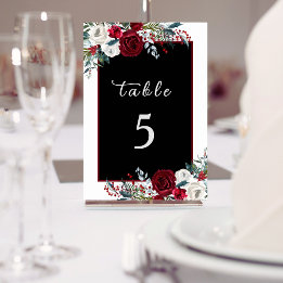 Numéro De Table Élégant Noël Floral Rose Mariage de vacances