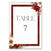 Numéro De Table Élégant Noël Rouge Damas Floral (Par défaut)