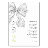 Numéro De Table Élégant, nœud papillon de douche de mariage blanc. (Dos)