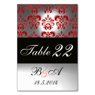 NUMÉRO DE TABLE ÉLÉGANT NOIR BLANC BLANC DAMASK MONOGRAM
