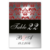 NUMÉRO DE TABLE ÉLÉGANT NOIR BLANC BLANC DAMASK MONOGRAM (Dos)