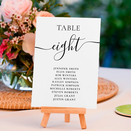 Numéro De Table Élégant noir blanc nom du mariage du graphique