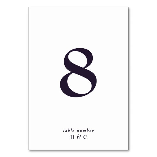 Numéro De Table Élégant noir blanc simple sur Mariage violet (Dos)