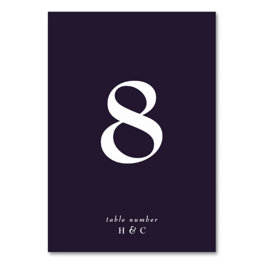 Numéro De Table Élégant noir blanc simple sur Mariage violet (Par défaut)