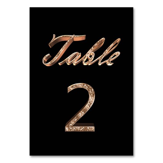 Numéro De Table Élégant Noir Chic Gold Party Table Numéro 2 (Dos)