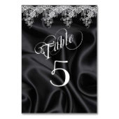 Numéro De Table Elégant noir dentelle blanche satin (Par défaut)