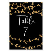 Numéro De Table Elégant noir et blanc avec Feuille or Mariage (Par défaut)