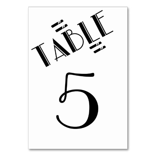 Numéro De Table Elégant noir et blanc, Gatsby, Numéro de tableau (Par défaut)