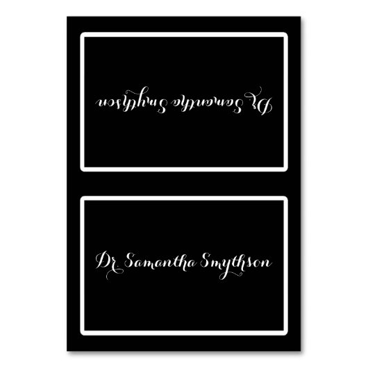 Numéro De Table Élégant noir et blanc Script Tented Siège (Par défaut)