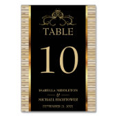 Numéro De Table Élégant noir et or métal (Dos)