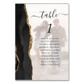 Numéro De Table Élégant noir Gold Agate Photo Overlay Mariage (Dos)