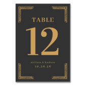 Numéro de table élégant noir or (Dos)