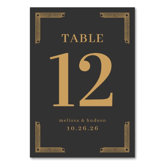 Numéro de table élégant noir or (Par défaut)