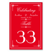 Numéro De Table Élégant nom de script chic mariage rouge romantiqu (Par défaut)