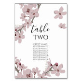 Numéro De Table Élégant nom d'invité Mariage en fleurs de cerisier (Dos)