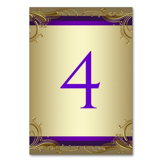 Numéro De Table Élégant nombre de tables violet et or (Dos)
