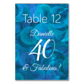 Numéro De Table Elégant Ocean Blue 40 et fabuleuse fête d'annivers (Dos)