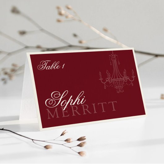 Numéro De Table Elegant Old Money Wine Red Wedding place cards