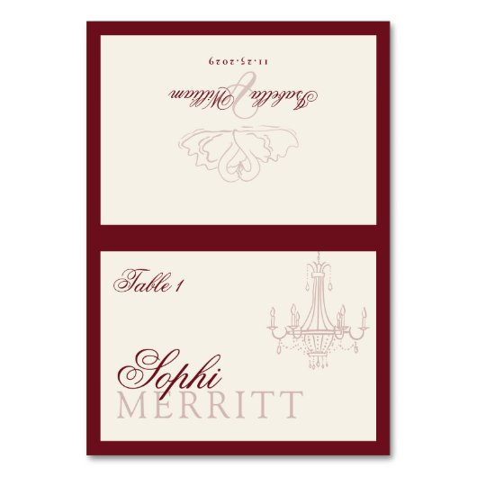Numéro De Table Elegant Old Money Wine Red Wedding place cards (Par défaut)