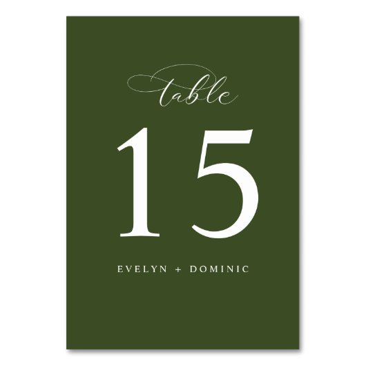 Numéro De Table Elegant Olive Green Wedding Table Number Cards (Par défaut)