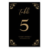 Numéro De Table Elégant or Art Déco sur mariage noir (Dos)